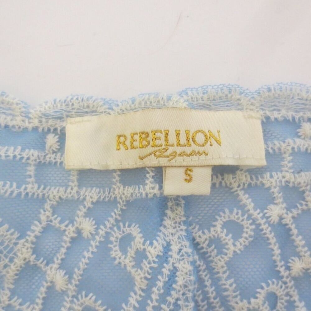 Rebellion Again Blue & White Lace Cover Up Kimono in Floral Medallion Sz S NWOT - Picture 8 of 9